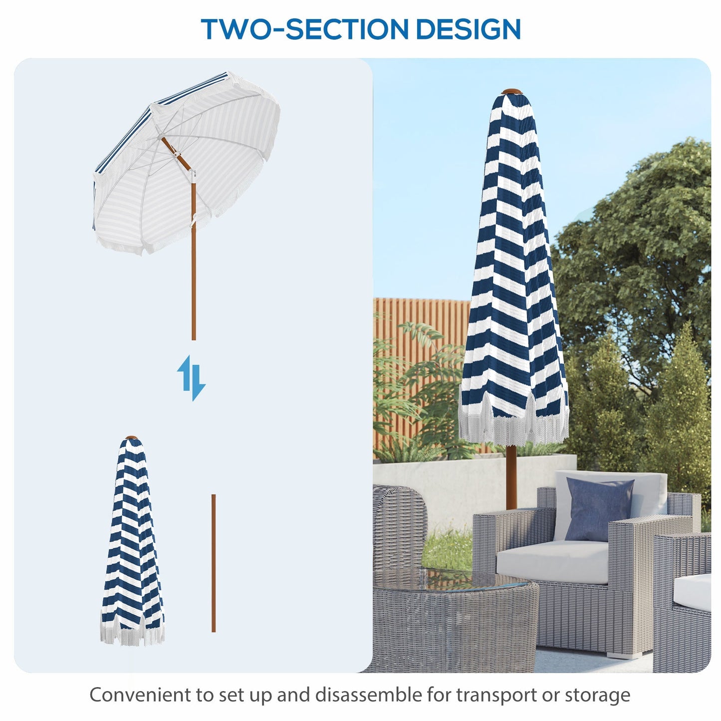 Outsunny 7 x 7 ft Outdoor Patio Umbrella with Tilt and Vent