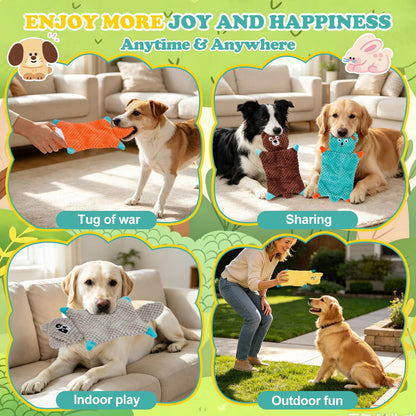 No Stuffing Squeaky Dog Toys For Samll Medium Large Breeds, 3 Pack Durable Plush Puppy Chew Toys For Teething And Boredom, Interactive Dog Toy To Keep Them Busy