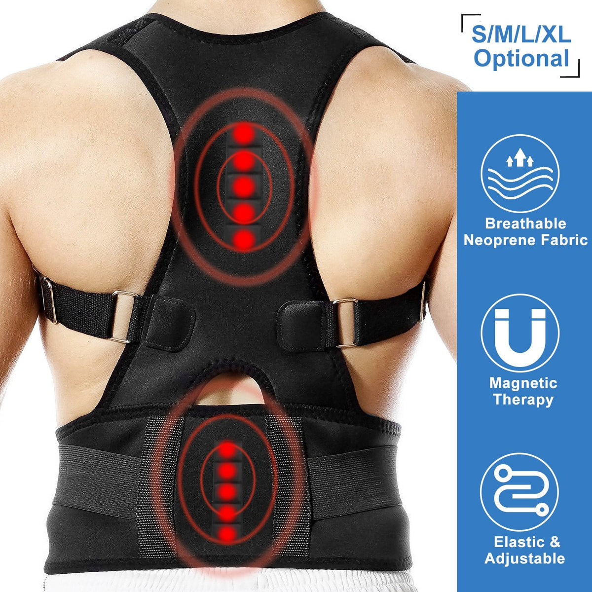 Posture Corrector Back Brace with Magnetic Lumbar Support
