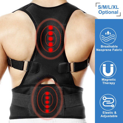 Posture Corrector Back Brace with Magnetic Lumbar Support