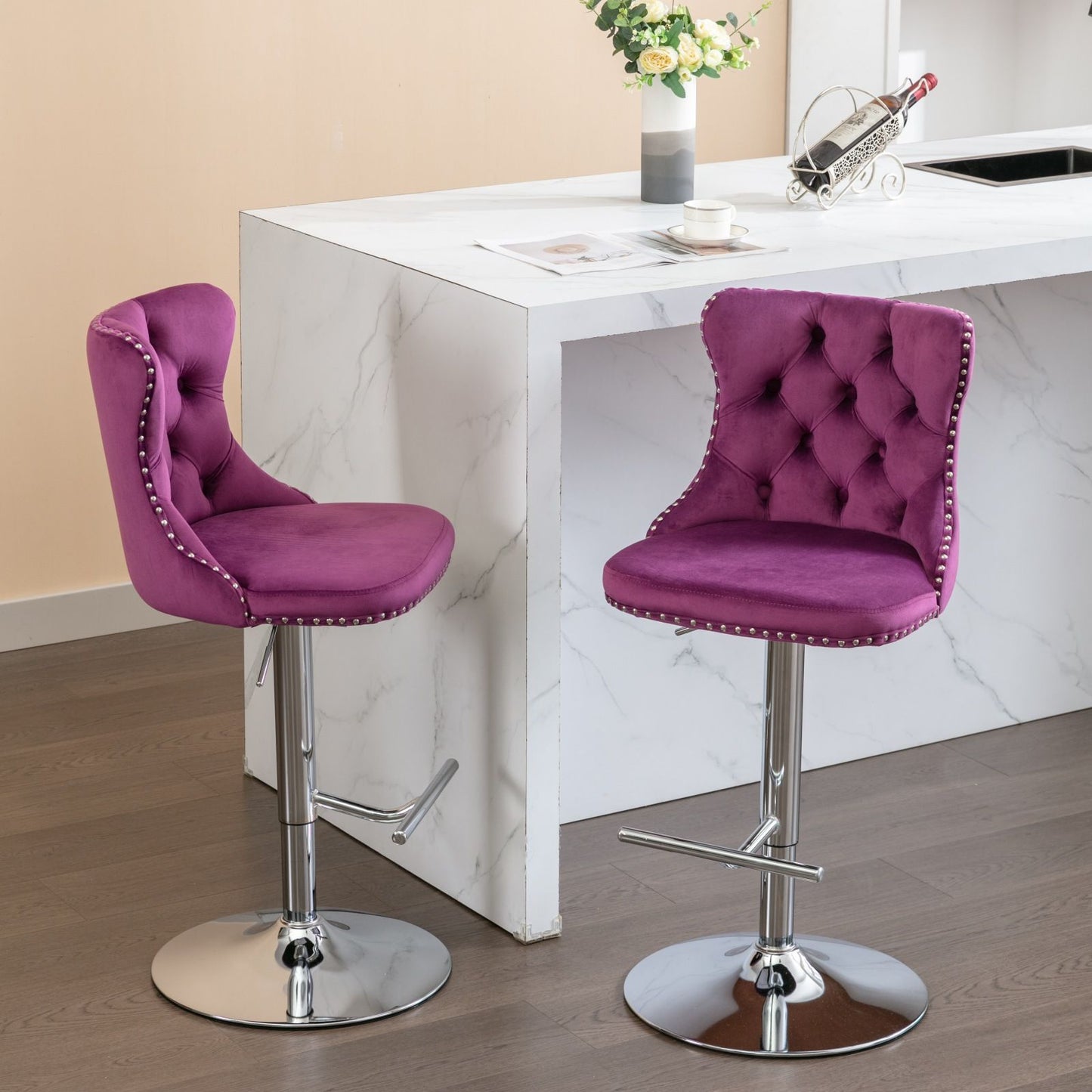 Swivel Adjustable Height Barstools Set of 2