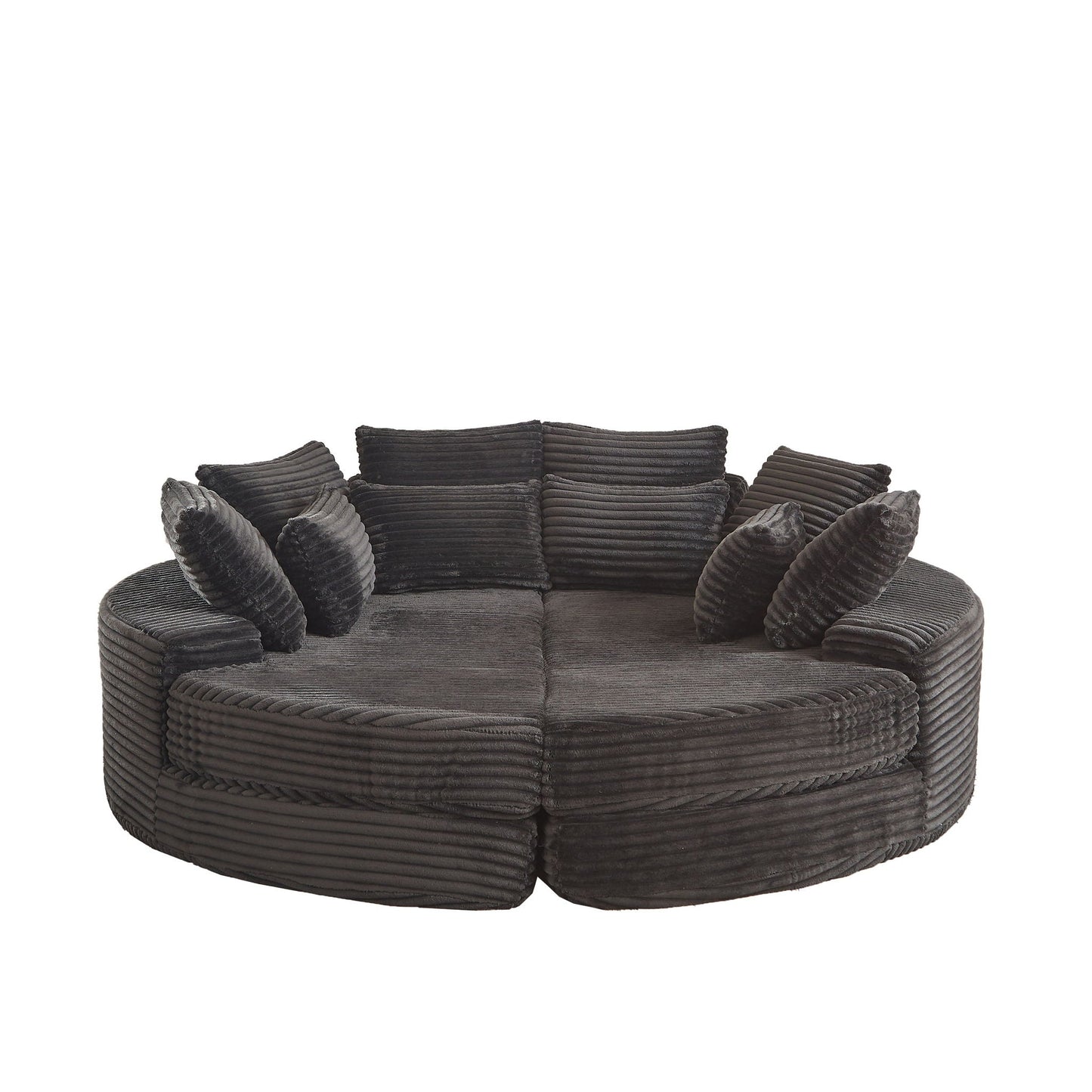 Round Oversized Sofa Bed With 5 Throw Pillows