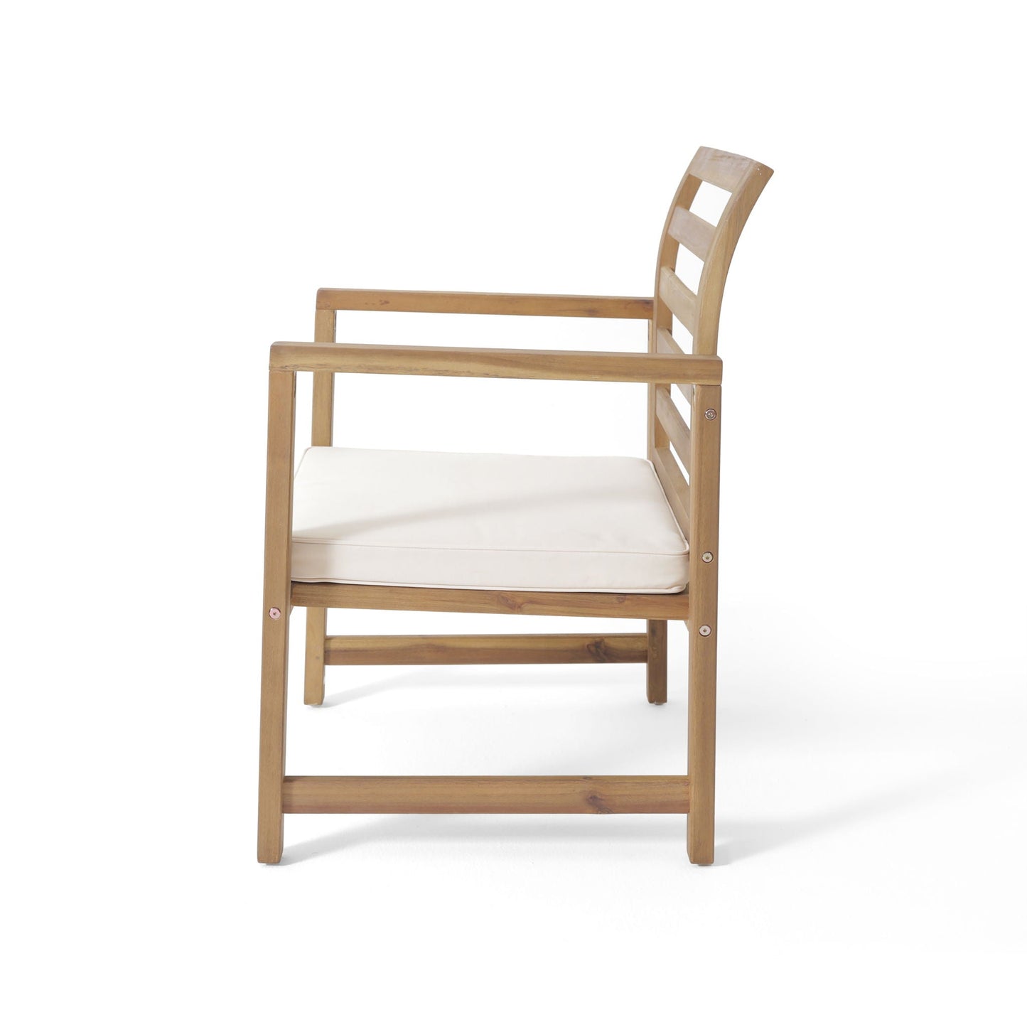 Outdoor Acacia Wood Club Chairs, 2-Piece Set - Natural Stained / White