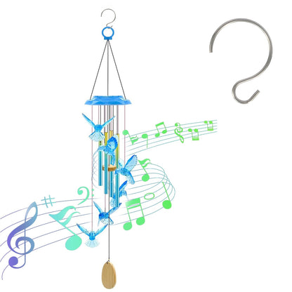 Solar Wind Chime with Color-Changing LED & Aluminum Tubes
