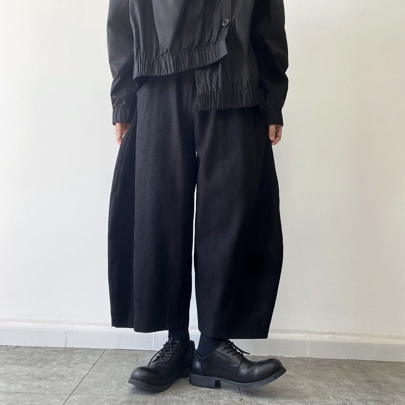Extra-loose Mens Cropped Wide-leg Pants