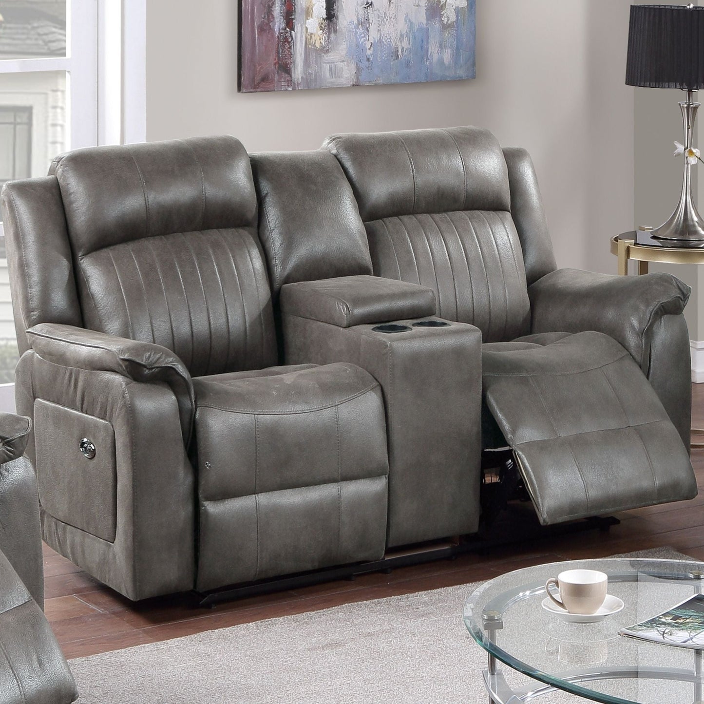 Contemporary Living Room Set, Horizontal And Vertical Tufting