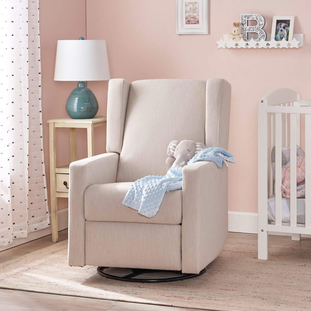Landau Contemporary Fabric Upholstered Swivel Recliner