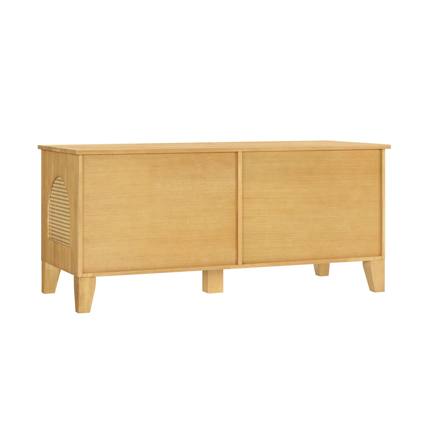 Lars Indoor Rattan Decorated Rubber Wood Dog Crate Cabinet