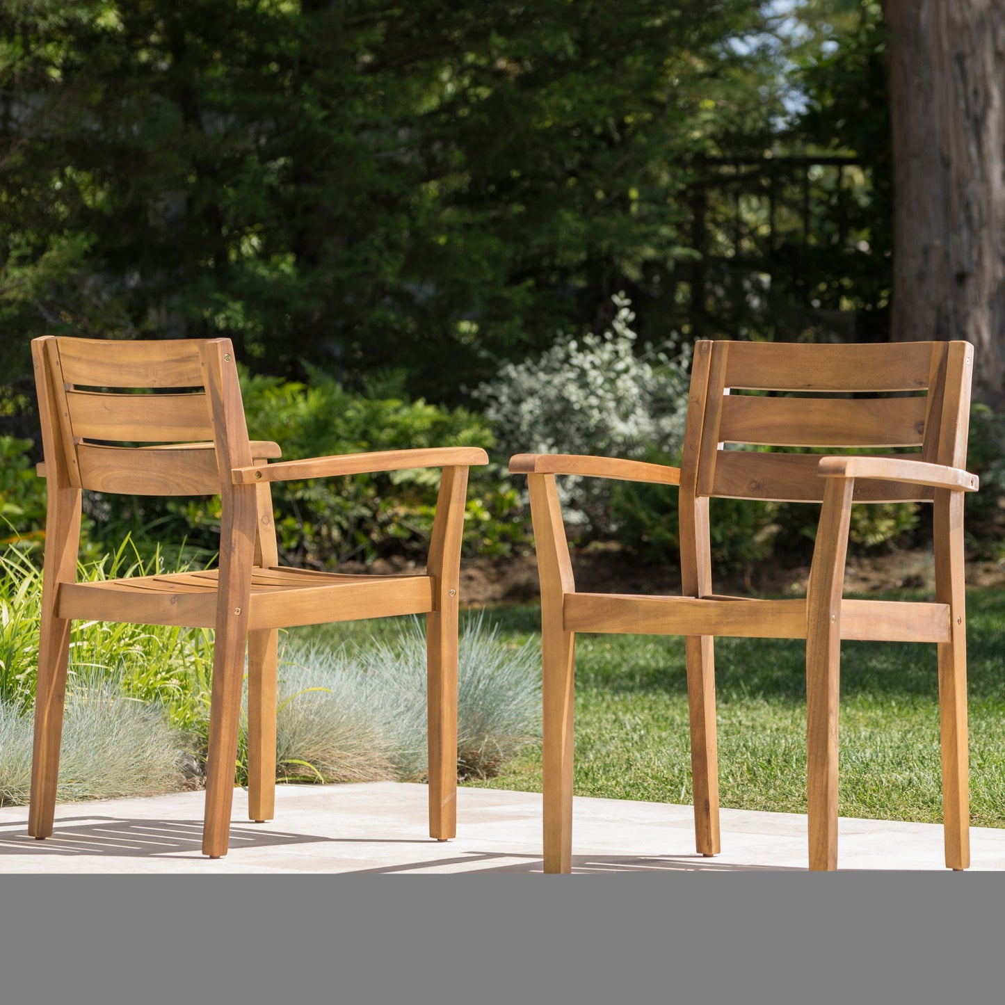 Stamford Dining Chairs Set of 2, Acacia Wood Patio Armchair