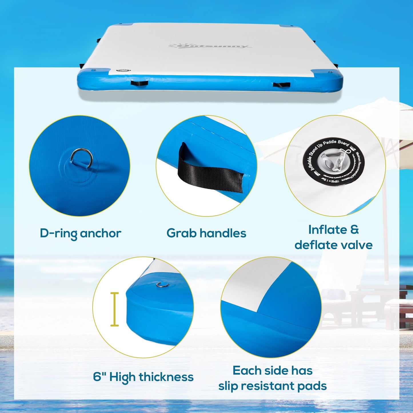 Outsunny Water Inflatable Floating Dock