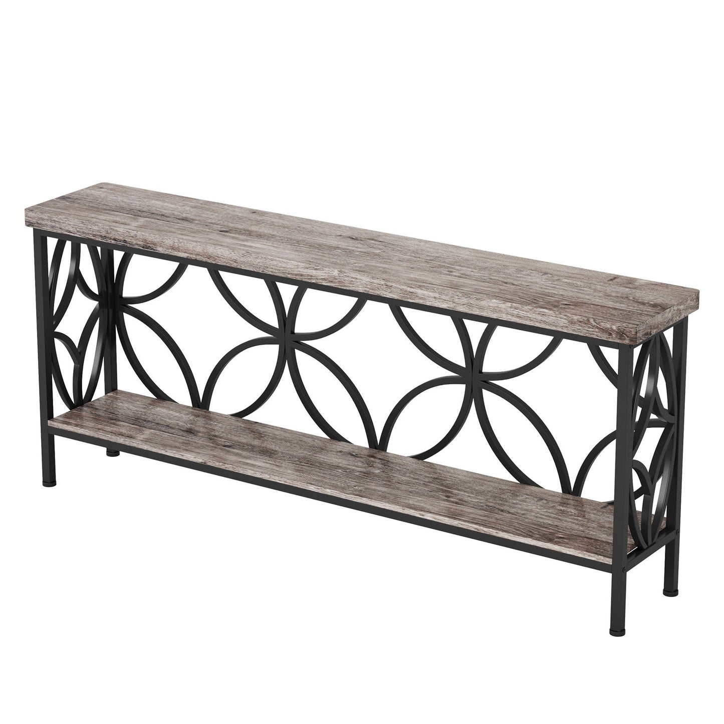 Extra Long Console Table With Open Storage Shelves
