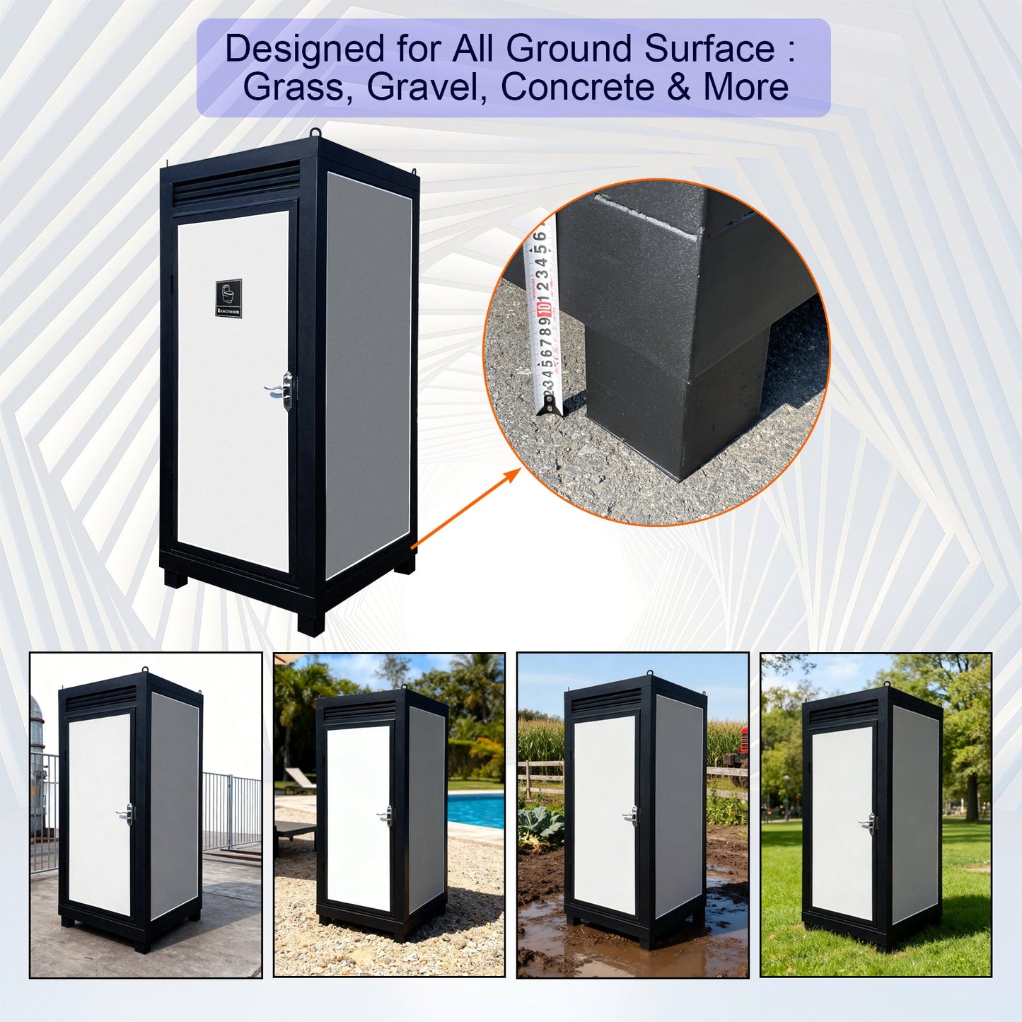 Person Portable Toilet Cabin – Outdoor Restroom with Light, Sink & Vent Fan