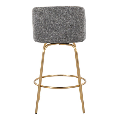 Toriano - Contemporary, Fixed Height Counter Stool With Swivel With Round Footrest (Set of 2)