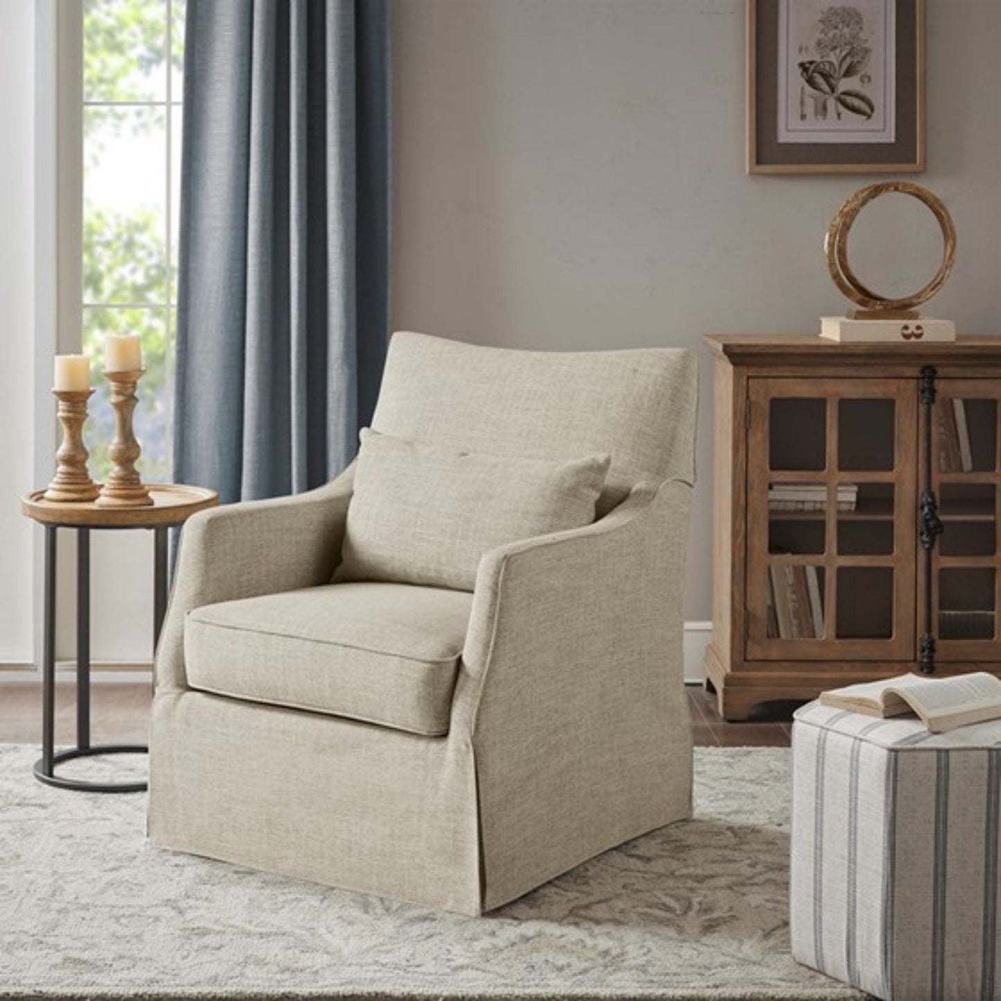 Traditional Design London Skirted Swivel Chair