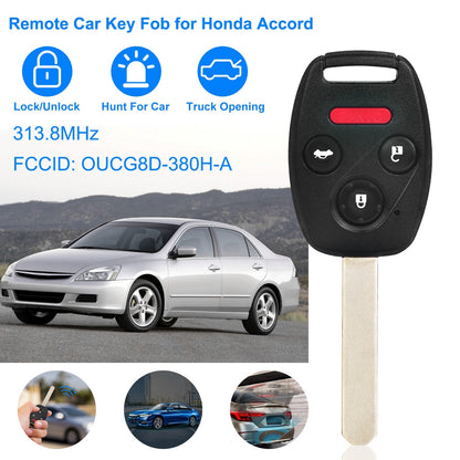 Fit For Honda Accord 2003-2007 Remote Keyless Entry Shell Button Car Key Fob Uncut Key Cover Case OUCG8D-380H-A FCCID 313.8MHz Frequency