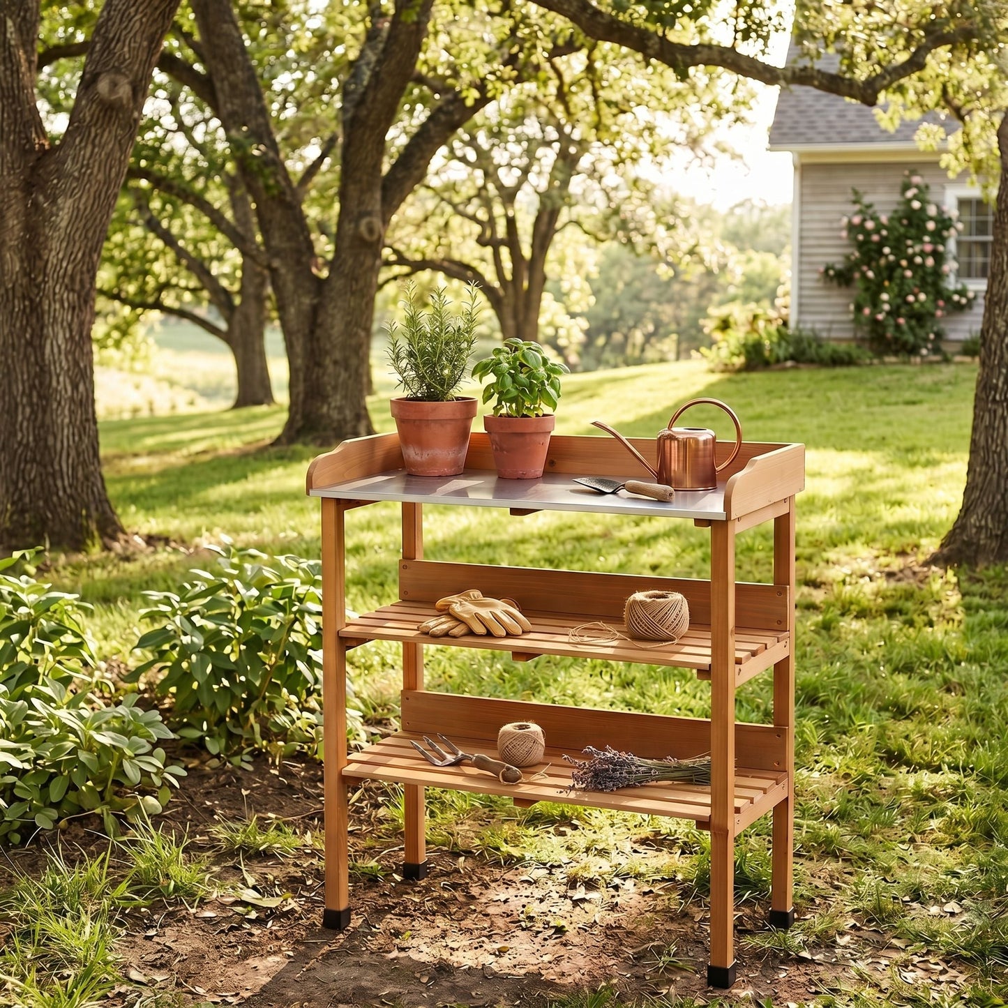 Outdoor Potting Table, 3 Tier Workbench