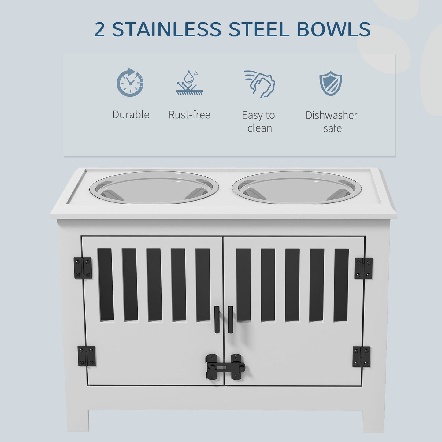 PawHut Large Elevated Dog Bowls with Storage Cabinet