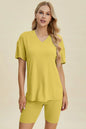 Plus Size Ribbed V-Neck Top & Shorts Set