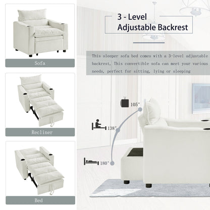 Sleeper Sofa Chair Bed - Convertible 3-in-1 Design
