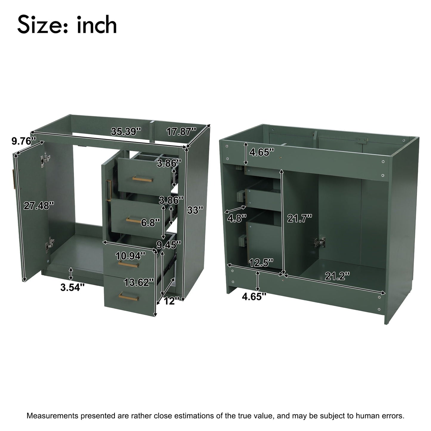 Retro Style Bathroom Vanity, 3 Drawers & Soft Closing Doors