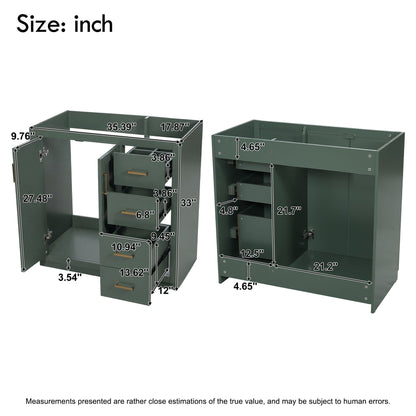 Retro Style Bathroom Vanity, 3 Drawers & Soft Closing Doors