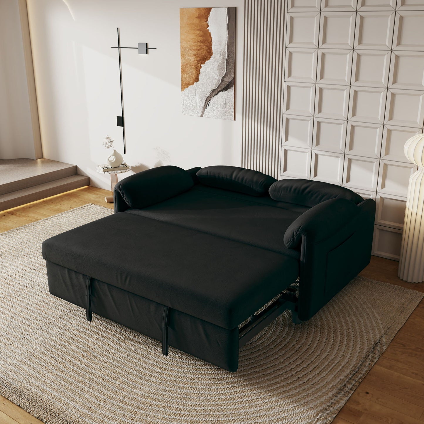 Sofa, Dual Purpose Lounge With Retractable Queen Size Bed