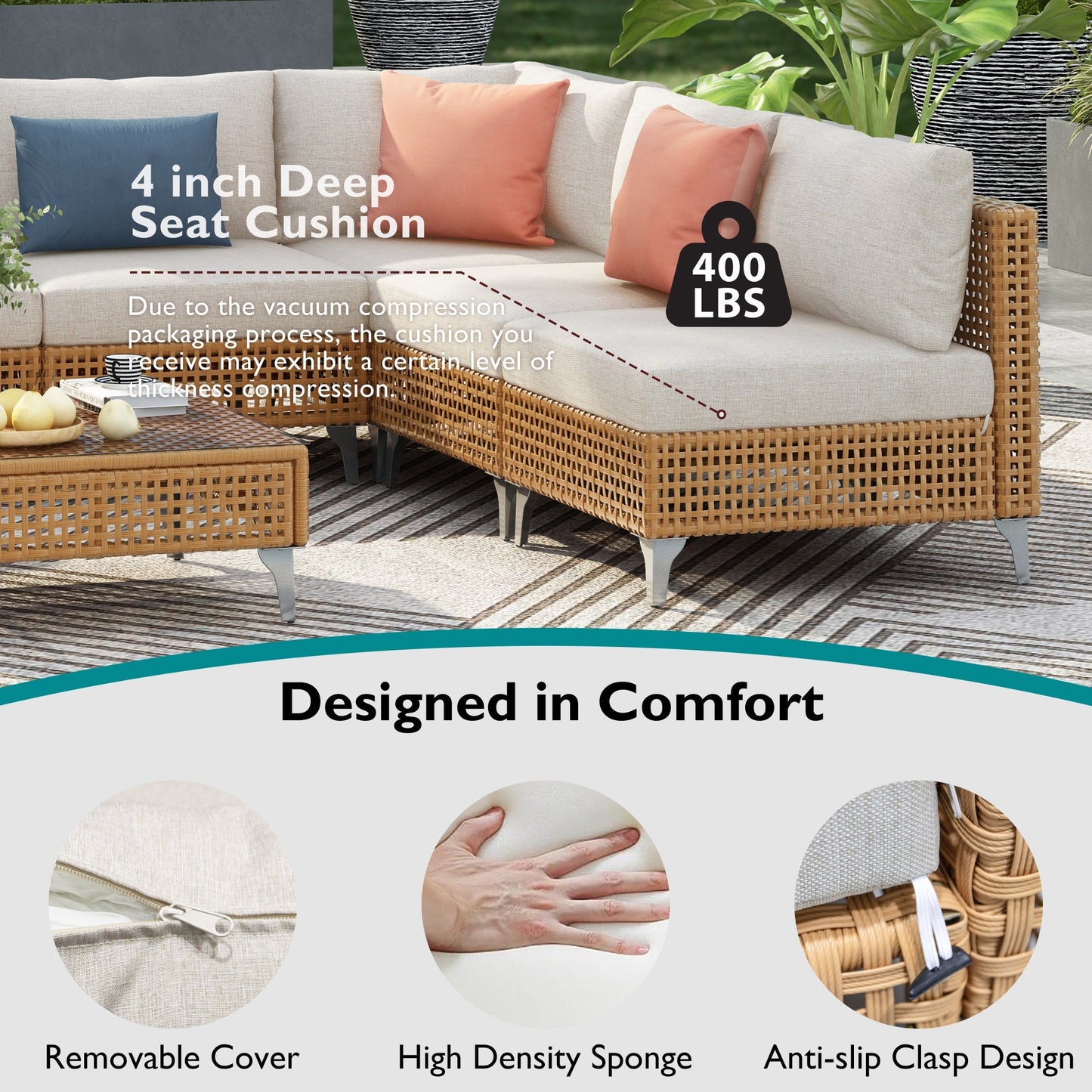 K&K 7-Piece Wicker Patio Furniture Set