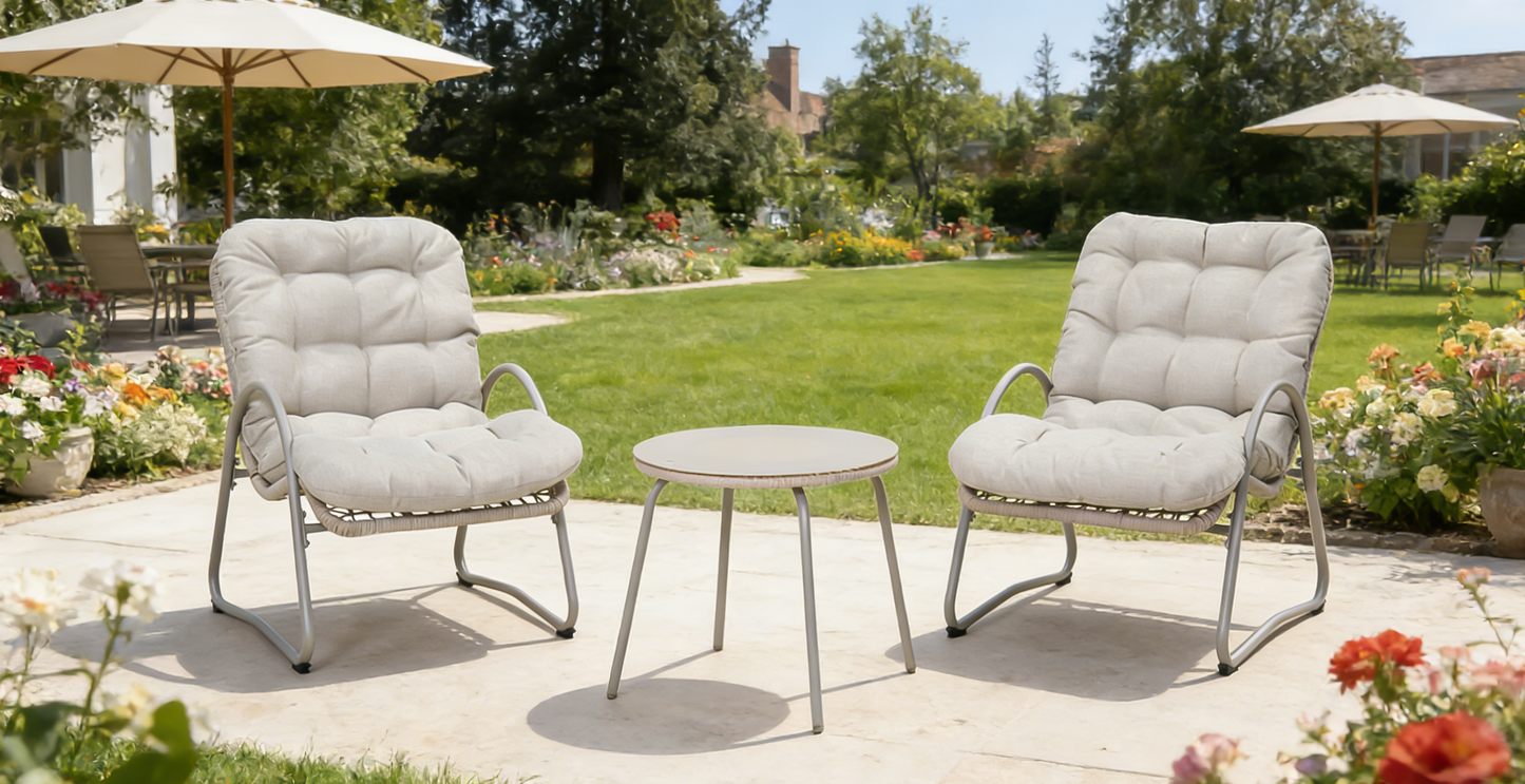 Outdoor Iron Framed Wicker 3-Piece Patio Set