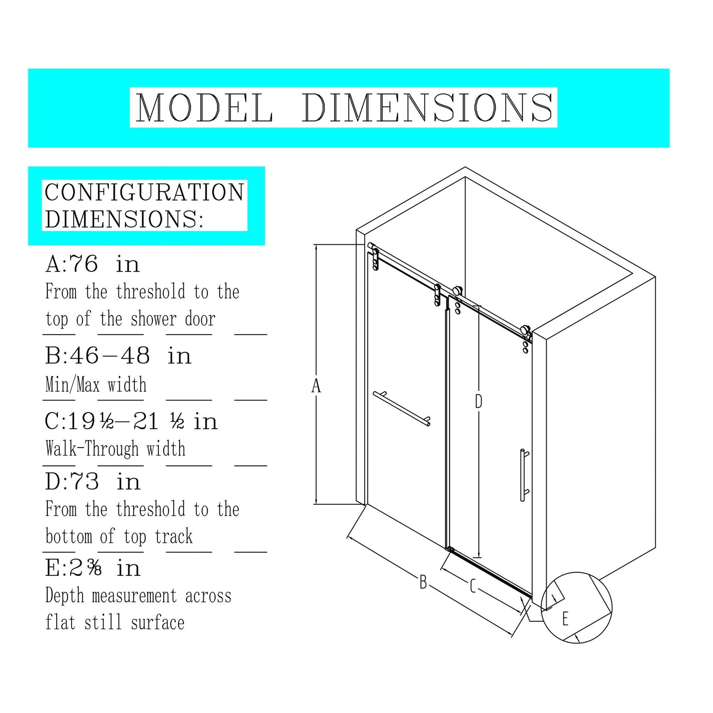 Frameless Single Sliding Shower Doors With Towel Rail & Handle