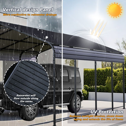 Heavy Duty Carport With Galvanized Roof And Enhanced Base - Anthracite