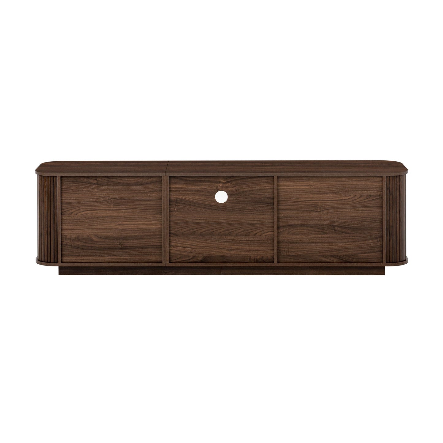 70" TV Stand With Ample Storage, Curved Corners - Dark Brown