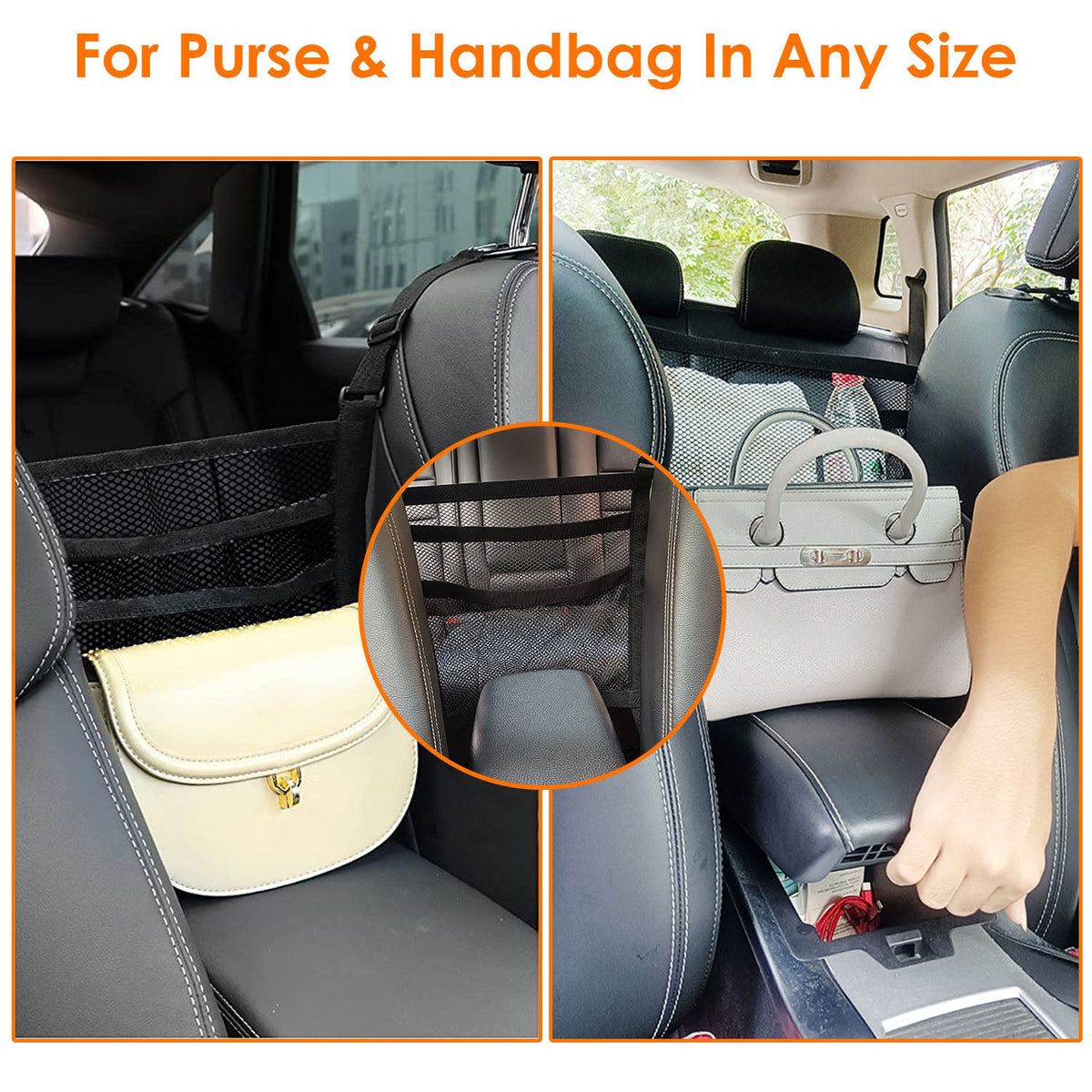 Car Mesh Organizer 3 Layer Seat Back Net Pocket Bag Cargo Elastic Tissue Purse Holder Driver Storage Netting Pouch Barrier of Backseat for Kids Pets
