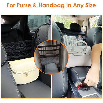 Car Mesh Organizer 3 Layer Seat Back Net Pocket Bag Cargo Elastic Tissue Purse Holder Driver Storage Netting Pouch Barrier of Backseat for Kids Pets