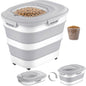Dog Food Storage Container With Wheels, Collapsible Pet Food Storage Container With Clear Window, Measuring Cup & Scoop, BPA Free Cat Food Container For Rice, Flour, Grain, Bird Seed