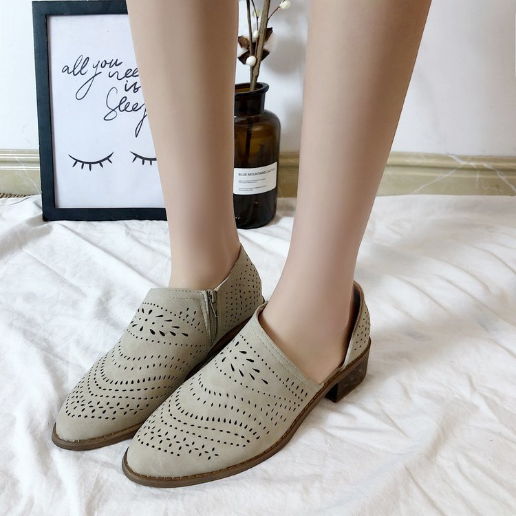 European and American hollow low heel women shoes