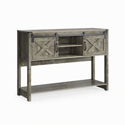 Farmhouse Entryway Table With Sliding Barn Door