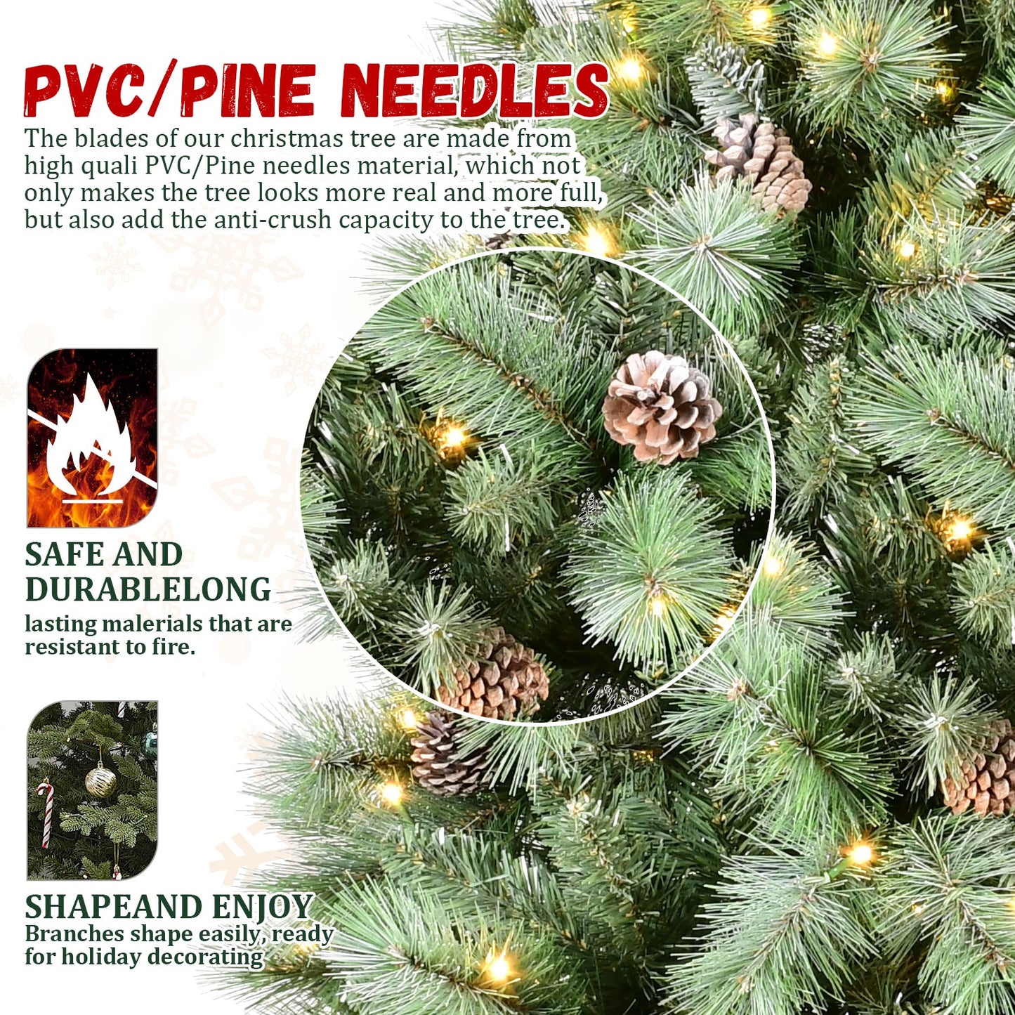 6FT Christmas Tree with 300 Warm Lights
