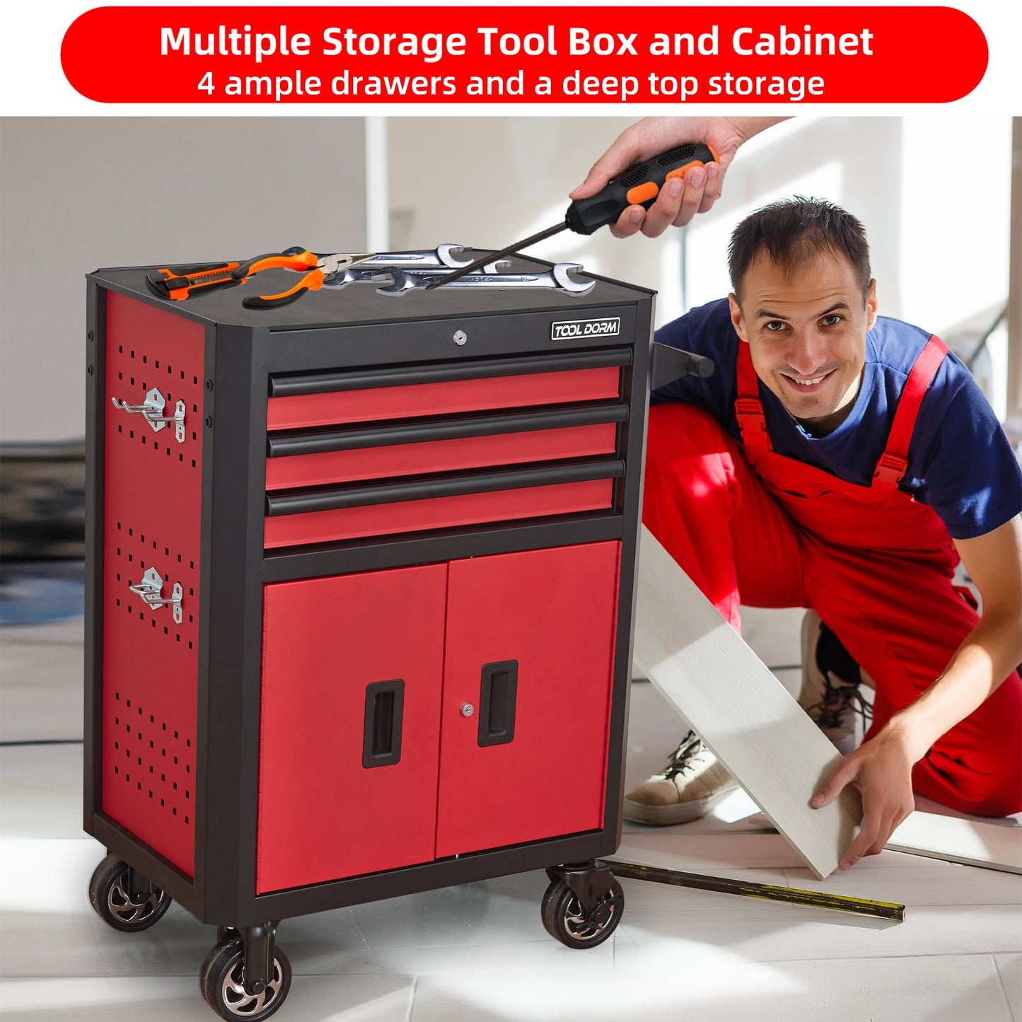 28 Inch 3-Drawer Rolling Tool Chest with Wheels