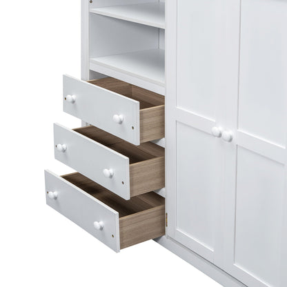 Loft Bed With Built In Wardrobe, Shelves And Drawers