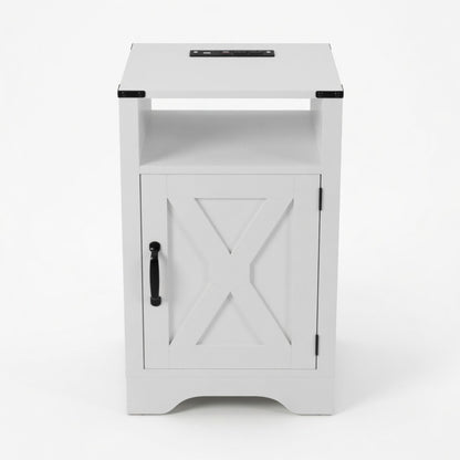 Farmhouse Nightstand, Charging Station & Storage