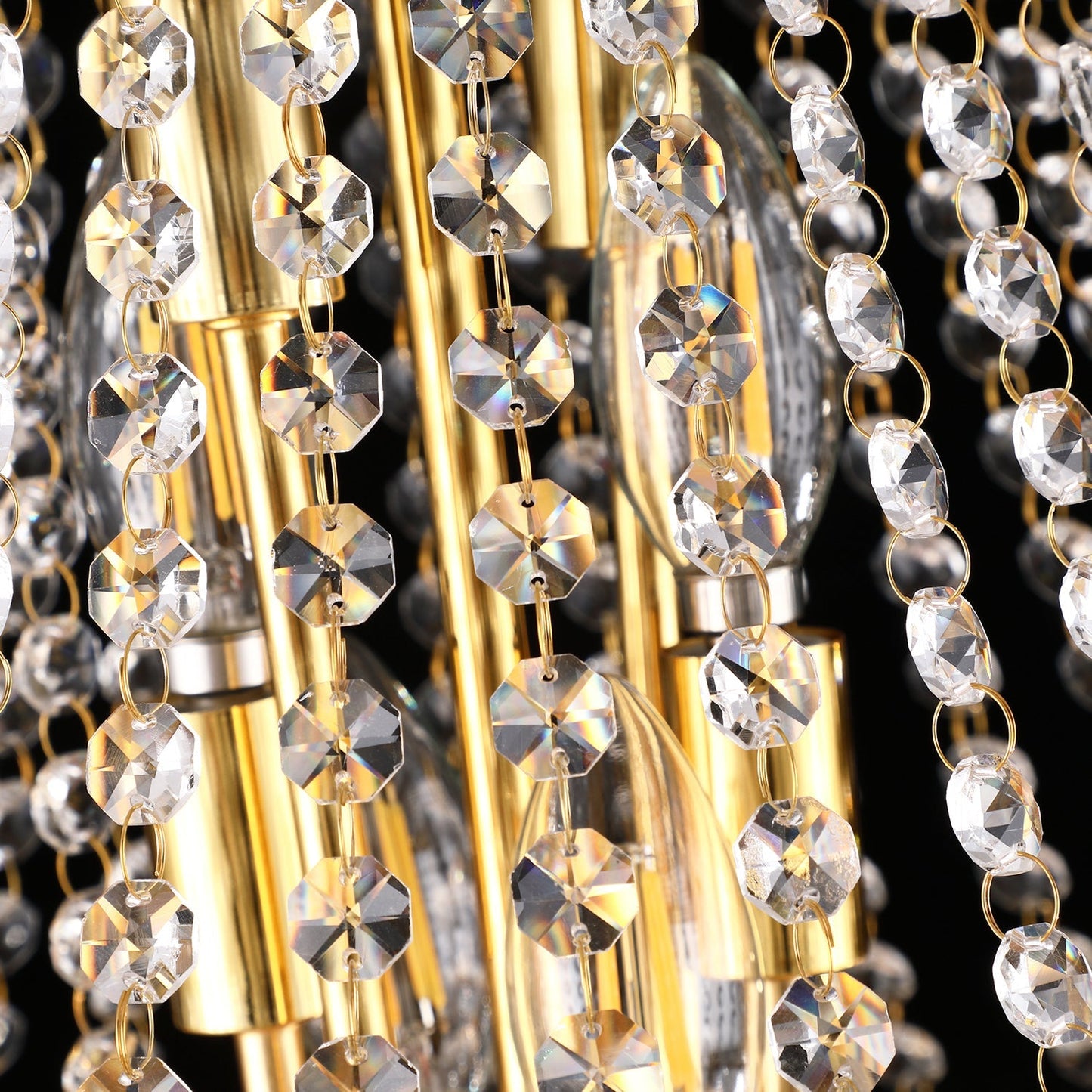 24-Inch Gold Crystal Chandelier, 12-Light French Empire Style Ceiling Light