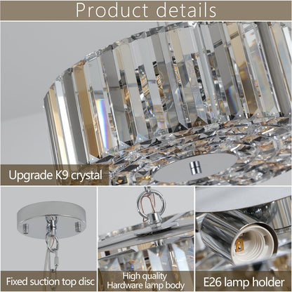17' Chrome Crystal Pendant Chandelier