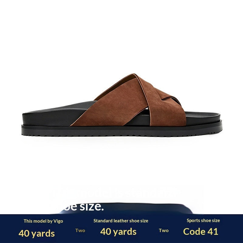 Men's Summer Breathable Cross-style Casual Fashionable Open-toe Slippers