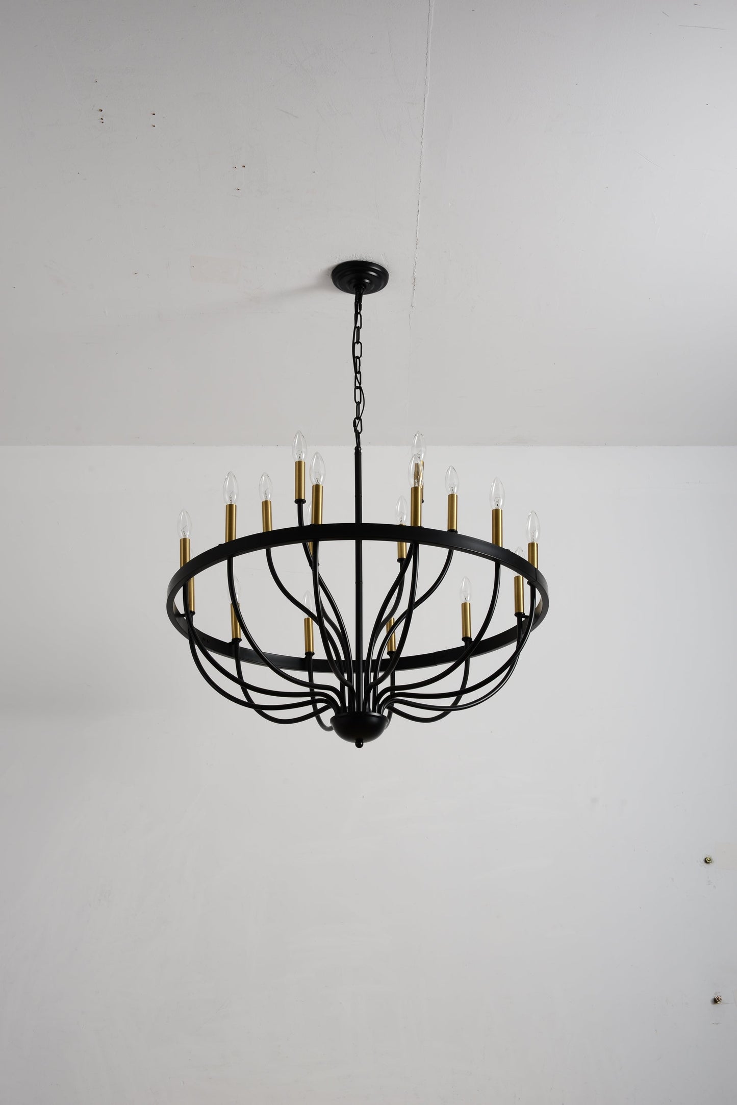 15-Light Industrial Iron Candle Chandelier Modern Farmhouse Pendant Light
