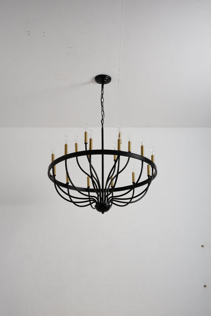 15-Light Industrial Iron Candle Chandelier Modern Farmhouse Pendant Light