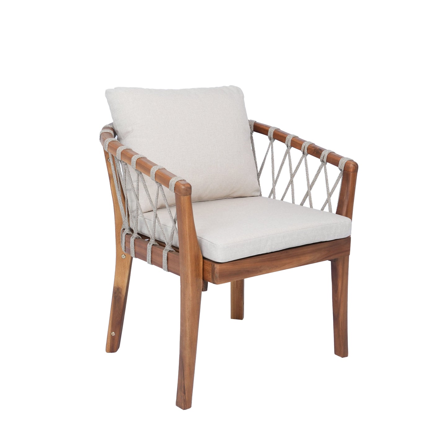 Outdoor Dining Chairs Set for 2, Acacia Wood Frame with Teak Finish
