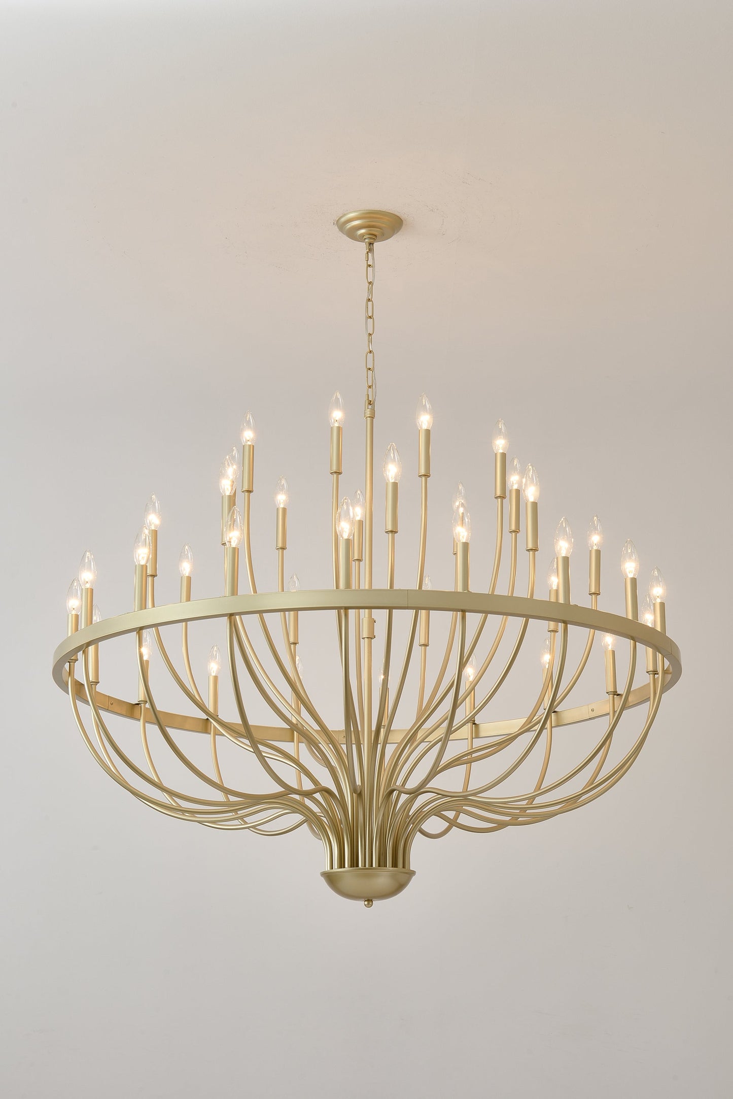 36-Light Gold Industrial Iron Candle Chandelier