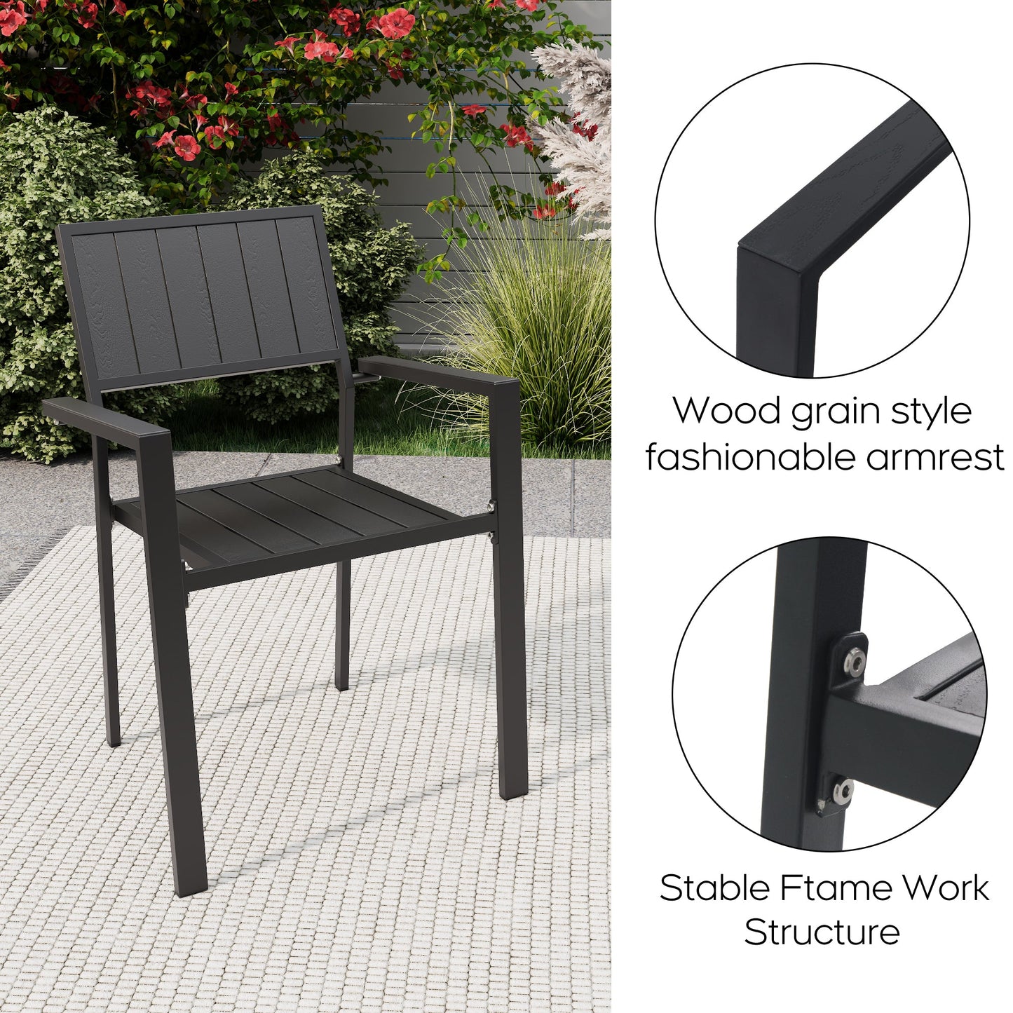 Modern Outdoor Indoor Metal Side Chair - Set of 2