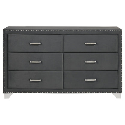 Melody 6-drawer Upholstered Dresser Grey