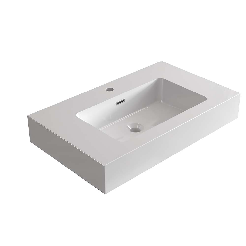 Glossy White Integrated Solid Surface Basin